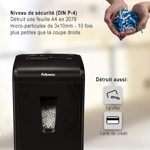 Fellowes Powershred 62Mc Destructeur de Documents 10 Feuilles Micro-particules - Technologie Safety Lock