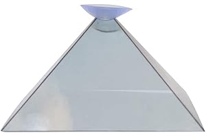 LIONINA Projection holographique 3D, pyramide 3D à 360°, réalité virtuelle, mini pyramide de projection holographique 3D avec ventouse pour tout smartphone ou tablette (comme sur les photos)