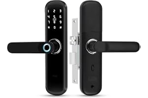 ReaIOKbii TUYA Smart dörrlås med handtag: biometrisk autentisering, digitalt lösenord, fingeravtrycksfri inmatning, elektroniskt bluetooth-instickslås