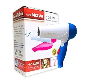 NOVA NV-1290 1000W Foldable Hair Dryer for Women Professional Electric Foldable Hair Dryer, Multicolour