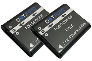 2 x Dot.Foto LI-92B Premium 3.6v / 1350mAh Rechargeable Battery for Olympus
