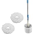 ARSUK Cleaning Mop 360 Rotatable Adjustable 50 inch/127cm Max Extendable Stainless Steel Handle with 2 Microfiber Replacement Mop Heads