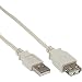 Produktbild InLine 34603L USB 2.0 Verlängerungskabel (Stecker-auf-Buchse, Typ A, 3m) beige