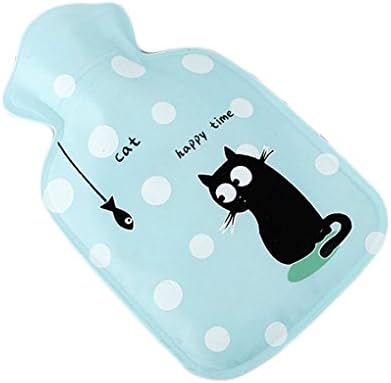 RUIIO Children Students Winter Cute Small Hand Warmer Mini Hot Water Bottle Warm Hand Bag (Black Cat)