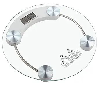 Mezire8MM Heavy Thick Tempered Round Glass LCD Display Weight Machine, Weighing Scale, Weighing Machine, Weight Loss Machine, Digital Weight Scale, Digital Weighing Scale,Weight Scale (Clear)