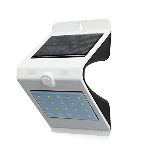 Websun Solar Lights LED Wall Solar-Sicherheits-Licht aktiviert ON / OFF mit Touch Switch Wasserdicht Sicherheits-Bewegungs-Sensor Outdoor Beleuchtung mit 20+4 LED-Licht für Garten, Patio, Exterior Garage (1pcs, weiß)