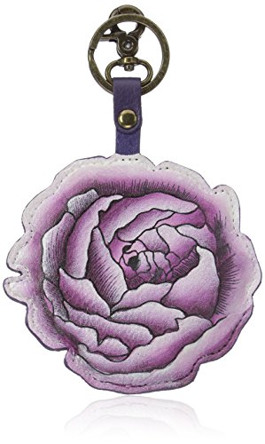 Preisvergleich Produktbild Anuschka handbemaltes Leder Schlüsselanhänger, Geschenk für Frauen, Handgefertigte Tasche Charme- Keyring / Charm (Lush Lilac K0009 LLC)