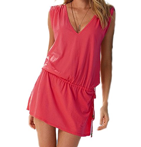 Butterme Le donne profondo scollo a V Aperto-back Beach Bikini Cover-up Estate Cover Up Beach Skirt Dress