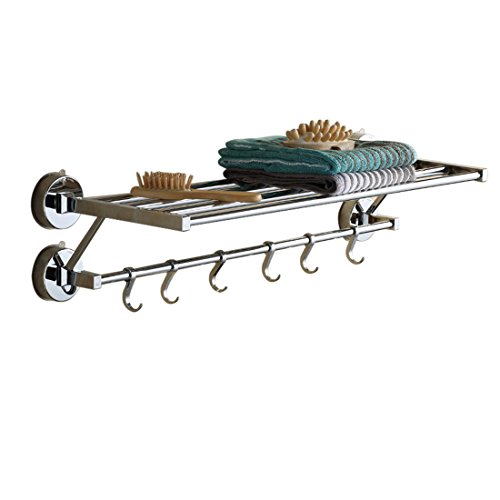 Nibesser Wandablage ohne Bohren Saugnapfhalterung mit Saugnapf Edelstahl 64×22.5×14.5 cm