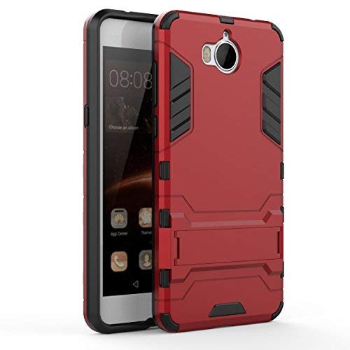 Huawei Y6 2017 Funda  SMTR Ultra Silm H  brida Rugged Armor Case Choque Absorci  n Protecci  n Dual Layer Bumper Carcasa con pata de Cabra para Huawei Y6 2017  rojo