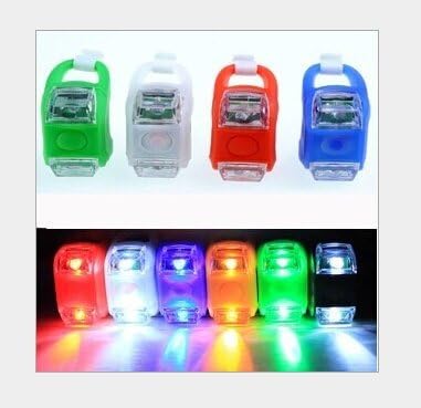 Huuiy LED Clip-On Silicon Band Bicycle Lights 2 Pack White Red