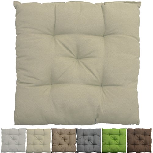 proheim Stuhlkissen Uni 40 x 40 cm in Ecru gepolstertes Sitzkissen sehr bequem & komfortabel Sitzauflage in Sparsets - Farbwahl