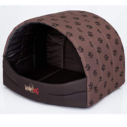 HobbyDog Hundehöhle Katzenhöhle Hundebett Katzenbett Hundehaus Schlafplatz Hundekorb Hundehütte Braun 60 x 49 cm