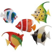 SODIAL(R) 5 Peces de Plastico Artificial Multicolores Decoracion para Acuario