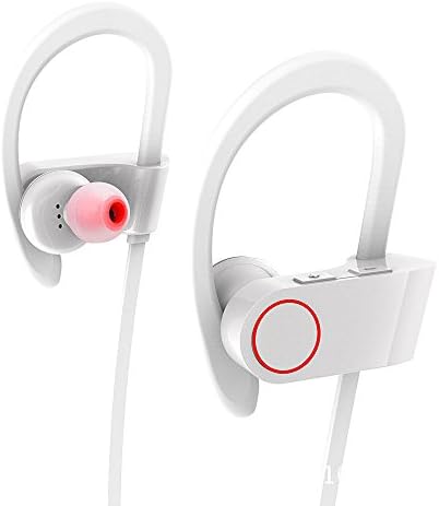 iVotre U8 Active Bluetooth Headphones In-Ear MIC with Stereo Bass Sound Bluetooth V4.1, CVC6.0 Noise Cancelling, Wireless IPX4, Waterproof&amp;Sweatproof Headsets for Smart Phones/PC/TV - Whtie