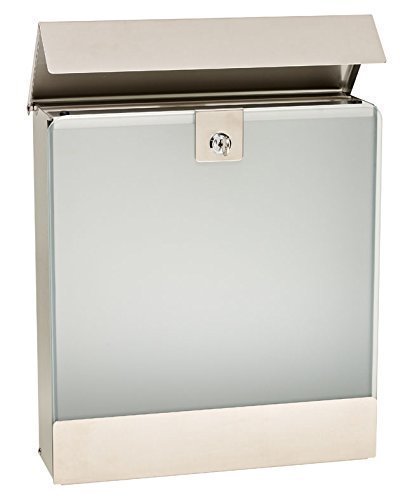 Preisvergleich Produktbild Design Wandbriefkasten, Toplader, Öffnungsklappe aus satiniertem Sicherheitsglas
