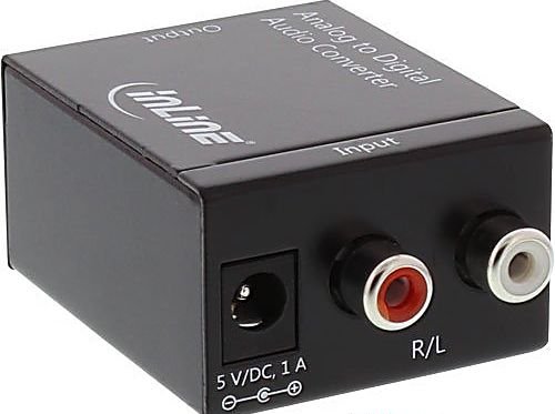 InLine 65001 Audio-Konverter (Analog zu Digital, 2x Cinch Stereo auf Toslink) schwarz