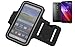 Produktbild Neopren Jogging Armband Sportarmband Oberarmband für Asus ZenFone 2 4GB RAM, schwarz mit Reflektor Streifen. Fitness Lauf Armband