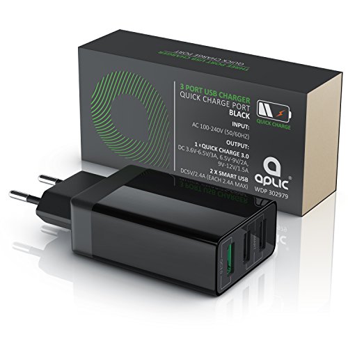 CSL - USB LadegerÃ¤t 30W QC 3.0 | 3-Port Netzteil inkl. Quick-Charging ( Schnellladefunktion ) | Smart Charge + Solid Charge (intelligentes Laden) | geeignet fÃ¼r Handys, Smartphones, Navis, Tablets uvm. | schwarz