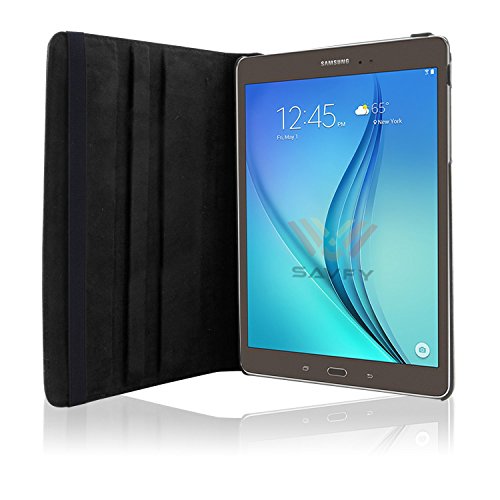 Samsung Galaxy Tab A 9.7 Hülle, SAVFY® Ultra Slim 360 Grad Drehung Case PU Kunstleder Tab AT550N T555N 24,6 cm(9.7 Zoll) Hülle mit Standfunktion und Auto Schlaf / Wach Funktion inkl. Eingabestift und Schutzfolie -schwarz - 5