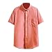 Produktbild 2019 Herren Shirts Sommer Frühling O Ausschnitt Kurzarm Regular Slim fit Rundhals T-Shirts Hemd Retro Basic Mode beiläufige Tops Bluse Mode Baggy Baumwolle Leinen (Wassermelonenrot,XL)