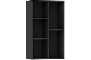 ‎VIDAXL vidaXL Sideboard Bücherregal, Bücherschrank mit 5 Fächern, Wandregal Standregal für Wohnzimmer, Regal Büroregal Aktenregal, Schwarz Holzwerkstoff