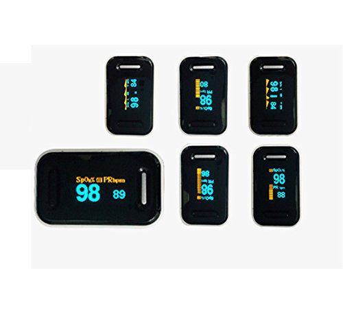 Pulsox – Fingerpuls Oximeter mit Farbanzeiger und Alarm, Hülle, Batterien, Umhänger, 5-sprachige Anleitung – 2 Jahre Garantie – CE Sicherheits-Zertifikate – SCHWARZ - 3