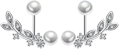 Dreamy Women Pearl Thread Earrings Zirconia Earrings 925 Sterling Silver Loop Earrings Hoop Stud Earrings