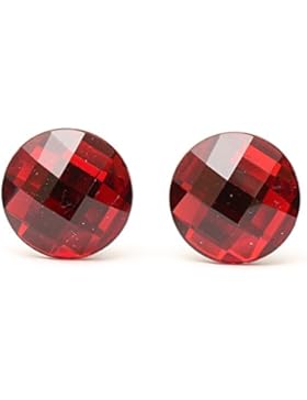 Idin Ohrclips - Dunkelrote, facettierte und runde Acrylknöpfe (ca. 18 mm)