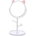 Trifecta Desk Mirror Freestanding Mirror, Folding Design for Tabletop Magnifying Makeup Mirror Vanity Tabletop Mirror 360° Rotation for Dressing Table(White)