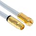 Produktbild 1m Koaxial Sat Antennen Kabel 135dB KUPFER F-Stecker auf Koax Stecker Vergoldet Digital Class A+ Antennenkabel passend für Horizon-Box 3D 4K Ultra HD (1m, Weiß)