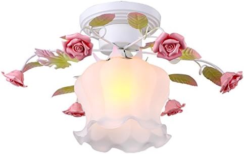 Wow Simple Warm and Romantic Led Pastoral Pendant Lights Ceiling Lights For Kid'S Room,Pink Rose