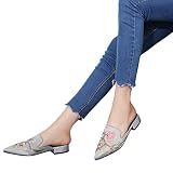 Tianwlio Frauen Herbst Winter Stiefel Schuhe Stiefeletten Boots Damen Spitze Spitze Flache Ferse Faulenzer Einzelne Freizeit Schuhe Grau 35