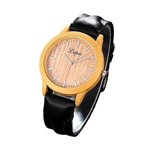 Preisvergleich Produktbild Hunpta Weibliche Mode Temperament Ledergürtel mit simulierten Quarz Runde Uhr (Schwarz)