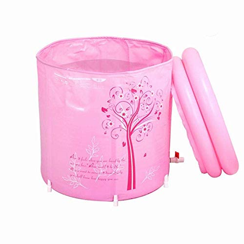 Preisvergleich Produktbild Badewannen Folding Badewanne Fässer, Erwachsene FreeInflatable Badewanne, starke warmes Bad Barrel-Rosa, 60 * 65cm