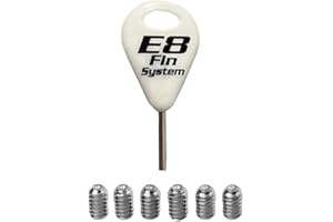 E8 Fin System - Pack de 1 Llave de Aleta de la Tabla de Surf y 6 Tornillos de Aleta de Acero Inoxidable - Accesorios Tabla Surf - Llaves reemplazo para Quilla - Tecla de Aleta de Surf