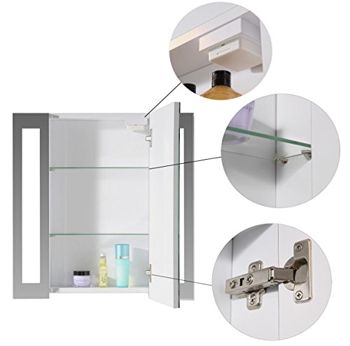 Eurosan 1-türiger Spiegelschrank, Superflach, Integrierte LED-Frontbeleuchtung, Breite 60 cm, Weiß, San Francisco, SF60 - 3