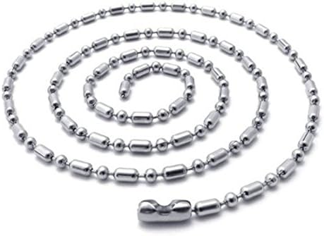 Mythgiftuk Mens 1.5mm-4mm 16"-40" Silver tone Stainless Steel Ball &amp; Oval Bead Necklace Chain - 30 inches 2.0 mm