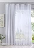 gardinen weiß reilingen Größe: 245x295 Farbe: Weiß Gardine Store Batist Cotton Look transparent verdeckte Schlaufen Universalband 245x295 Weiß, 61500