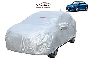 KAVACH Car Cover for Maruti Suzuki Swift (2021) with Antenna Slot , Mirror Pocket , Water Resistance - Silver Matty