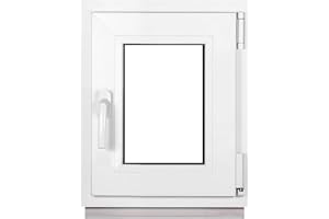 Framex Källarfönster 40 x 50 cm, vrid- och vippfönster DIN höger, insida/utsida vit, dubbelglas 32 mm, PVC för källare, garage, verkstad och trädgårdshus