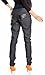 Zeta Ville Pregnancy Maternity Denim Trousers Pants Black Eco Leather Panels 070 (UK 16/18, Denim Blue)