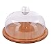 Produktbild QILICZ Käseglocke Kuchenglocke Bambusunterteller, Hochtransparente Glas Abdeckhaube, Frischhaltehaube, Abdeckung für Lebensmittel, Tortenglocke - Ø 26 x 17 cm