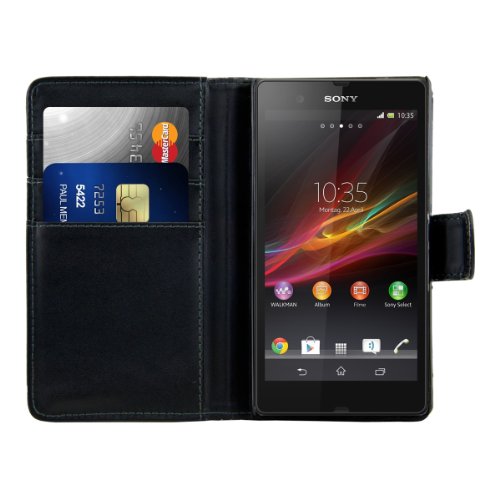 kwmobile Wallet Case HÃ¼lle fÃ¼r Sony Xperia Z - Cover Flip Tasche mit Kartenfach in Schwarz