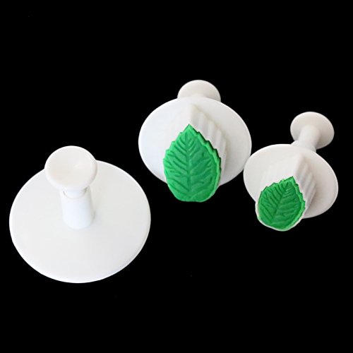 ZNU 3tlg. Rosa-Blatt / Blumen Ausstechformen Ausstecher mit Auswerfer Stempel Marzipan Fondant Torten Tortendeko Kuchen NEU - 2
