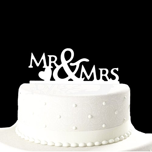 Oblique-Unique® Mr & Mrs Hochzeitstorte Topper Acryl Weiß Kuchendeckel Hochzeit - 2