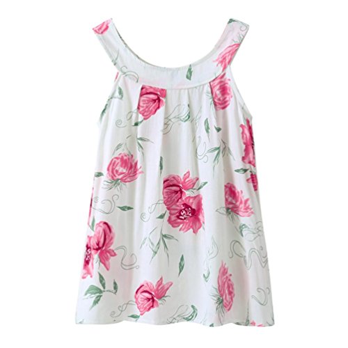Viahwyt Toddler Kids Baby Girl Kawaii Sleeveless Print Clothes Pullover Vest A-Line Dress Lolly Outfits (Red Flower, 110cm)