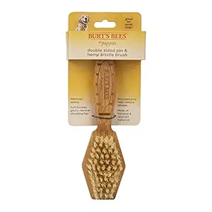 Burts Bees for Dogs Double Sided Pin & Hemp Bristle Dog Brush | Best All-Purpose Dog Brush to Reduce Shedding | for Puppies & Small Dogs