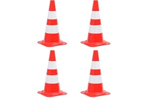 vidaXL 4X Cônes de Signalisation Réfléchissants Cônes de Marque Cônes d'Avertissement Chantiers de Construction Rouge et Blanc 50 cm