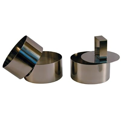Touslescadeaux 3 Cercles de présentation Inox avec poussoir + 3 Carrés de présentation Inox avec poussoir - 8 CM